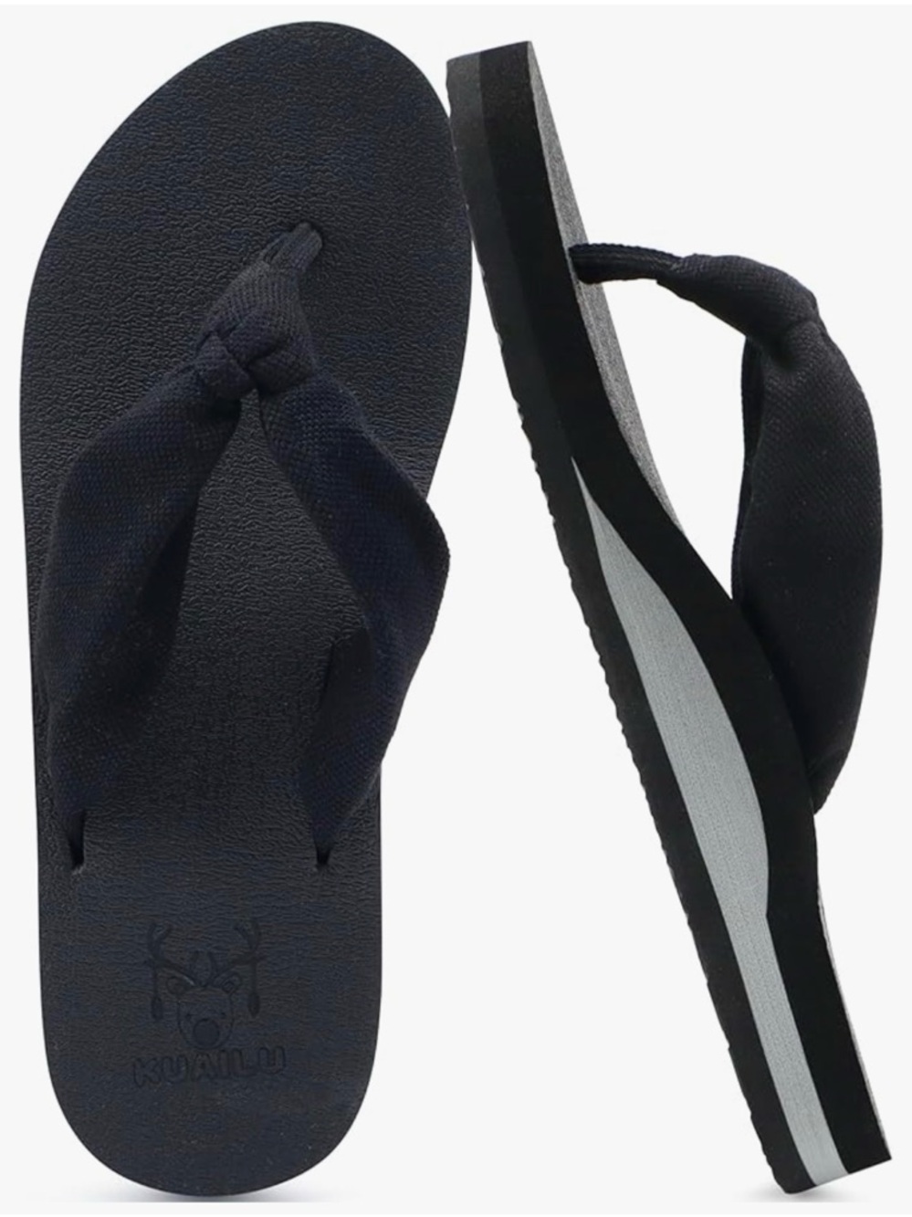 Black Knot-Top Women's Sandals with Soft Fabric Straps